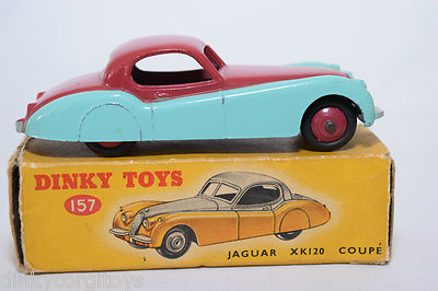 P DINKY TOYS 157 JAGUAR XK120 XK 120 COUPE CERISE TURQUOISE MINT