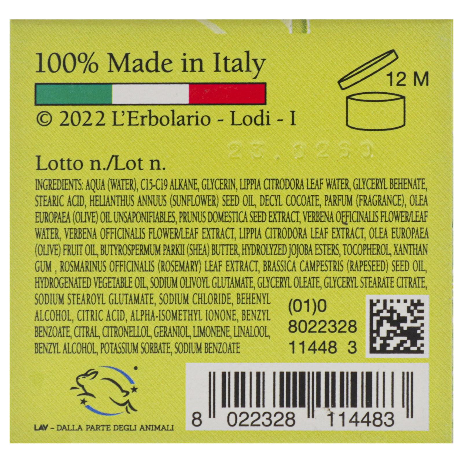 Revitalising Body and Hand Cream - Verbena by LErbolario for Unisex - 6.7 oz