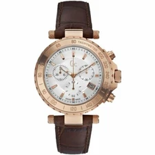 GC unisex MEN'S chronograph pink gold tone brown leather watch women's X58004G1S