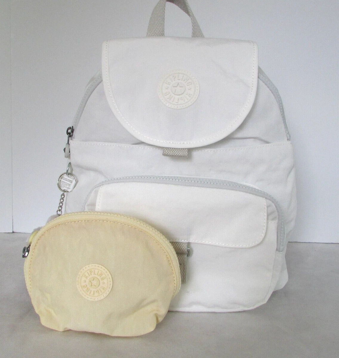 Kipling Backpack Queenie White Alabaster Cosmetic Bag Set KI9222