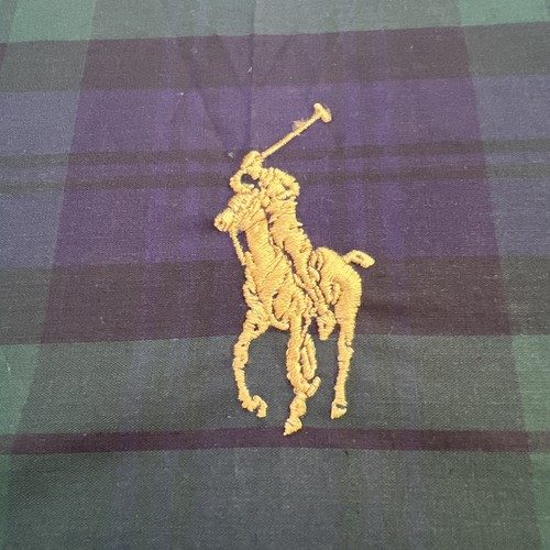 Vintage Polo Ralph Lauren großer Regenschirm blau/grün schwarz Uhr kariert Holzgriff - Bild 10 von 14