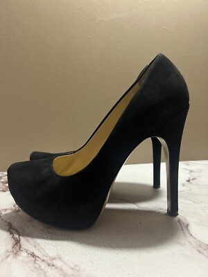 TWIN-SET SIMONA BARBIERI Pumps Shoes Suede Leather Black Stilettos 39 8.5 US