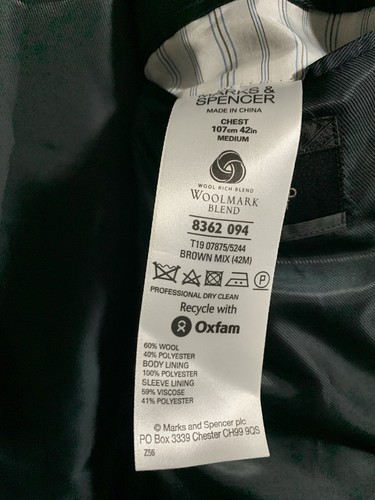 Giacca blazer Marks and Spencer marrone misto pettinato taglia 42 - Foto 5 di 14