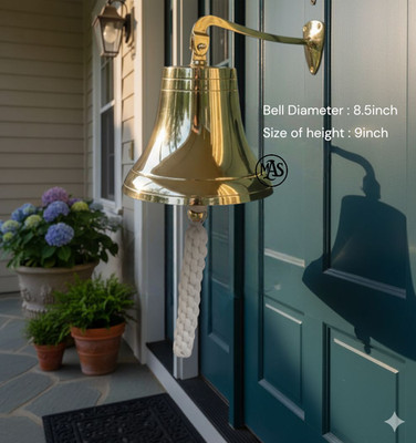 9in Solid Polished Brass Bell Marine Ship Bell For Indoor, Outdoor Hanging Bell