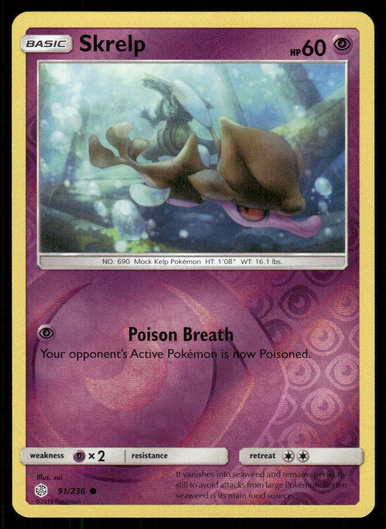 Skrelp 91/236 Common Cosmic Eclipse Pokemon Reverse Holo Lightly Played
