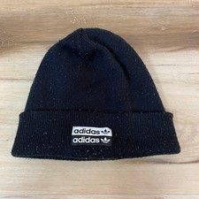 Adidas Originals Black Double Logo Beanie Hat Men's Unisex One Size Fits Most