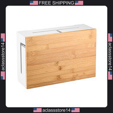 Bamboo cable management box 12x7.8x4.3 inches with magnetic lid for home office