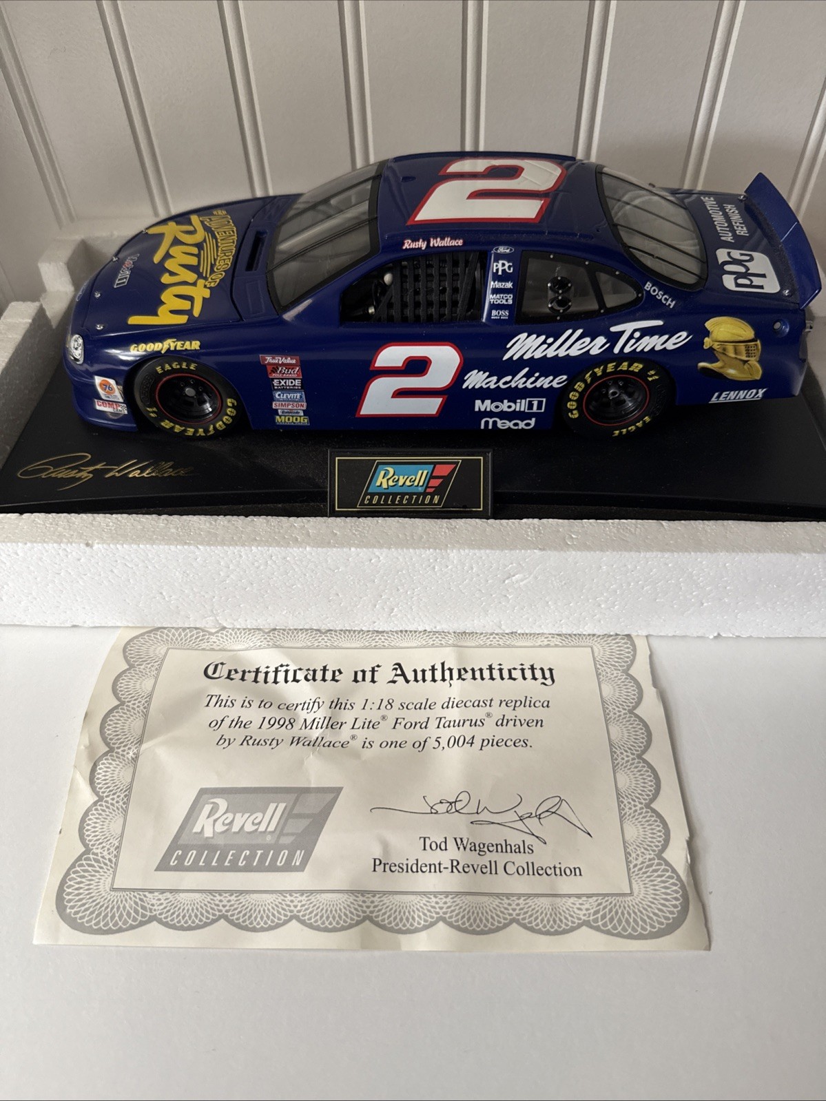 Revell Rusty Wallace #2 Miller Lite Limited Ed.1998 Ford Taurus 1:18  w/ COA