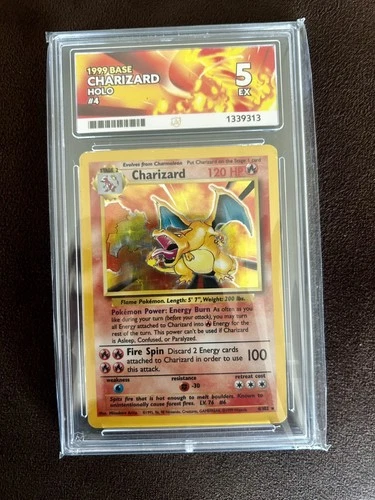 Charizard Holo | 4/102 | RARE EX | Base Set | Pokemon Card | ACE 5 (PSA 5-6)