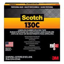 Scotch Linerless Rubber Splicing Tape 130C : 3/4 in. x 30 ft. Black 