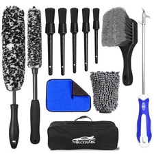 12Pcs Wheel Brush Set for Car Detailing, Tire  Rim Cleaner, Durable Bendable Br