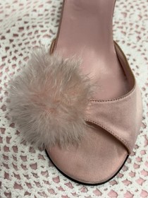 Agent Provocateur-Women-Pink with feather pom-Heel Shoes- US-Sz-9/EUR-40.Italy-