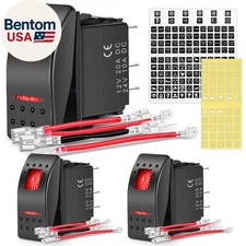 3 Pack Rocker Switches with Night Glow DIY Stickers on off 5 PIN SPST LED Light 