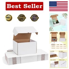 Sturdy Set of 15 White Shipping Boxes - 10x8x6 Corrugated Cardboard for Mailing