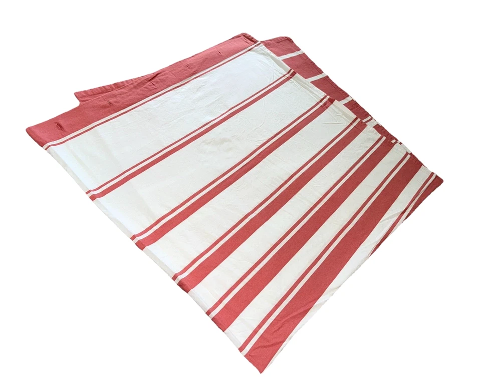 Pier 1 Imports Cotton Cloth Shower Curtain Red Pink White Stripe Bathroom 72x70 - Image 3 of 4
