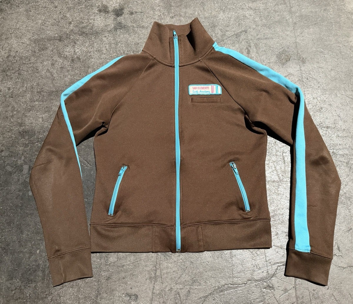リ♡ Vintage Y2k Hollister Brown/blue Track Jacket Surf Academy Preppy