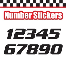 3 Digit 3pcs Race Car Sticker Single Number Decal Color Solid Serpentine Std
