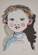 MANLIO BACOSI PERUGIA, RITRATTO DI BAMBINO ACQUARELLATA A MANO