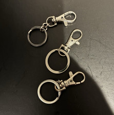 3pc Silver Metal Key Chain Set w/ Lobster Clasp Clip  Detachable Keyring