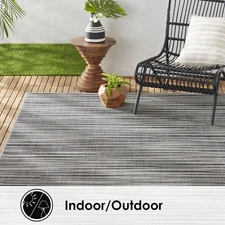 Nicole Miller Designer Area Rug Black Modern Striped Ultra Soft Polypropylene