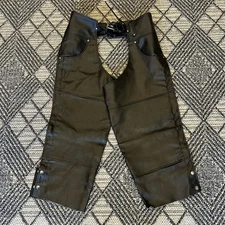 Alpha Cycle Gear Black Genuine Leather Riding Chaps Size 36 New