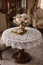 Hand Crochet Round Tablecloth 36" DIM, vintage style, 100 hand made