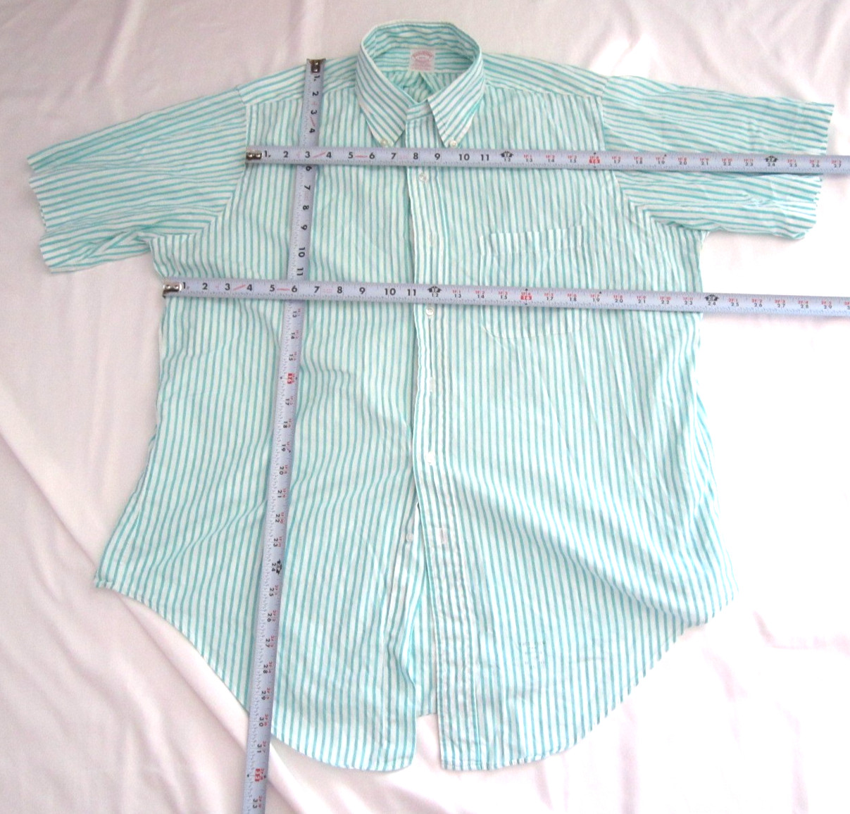 Vtg Men Brooks Brothers Cotton Stripes Short Sleeve Shirt Sz 16.5 (MT761) USA thumbnail 3