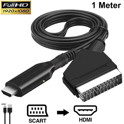 AMOZ SCART zu HDMI Adapter Kabel 1m Konverter Wandler HD Video Audio für HD TV