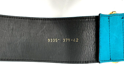 Escada Womens Wide Blue Suede Leather Contoured Waist Belt  display picture 1