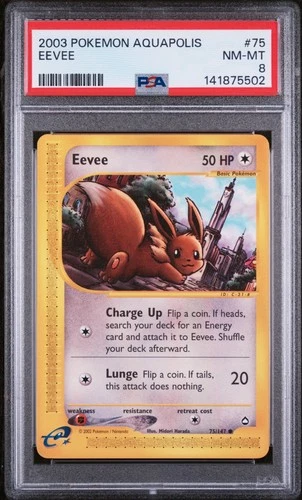 2003 POKEMON AQUAPOLIS #75 EEVEE PSA 8