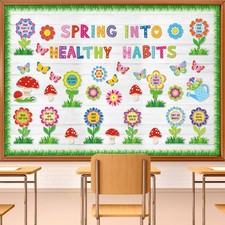HIQINLUG Spring Health Bulletin Board Decorations Set Spring Classroom Decora...