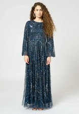 Maryisa Reema Modest Embellished Sequin Maxi Dress Navy, New with tags, Size 8