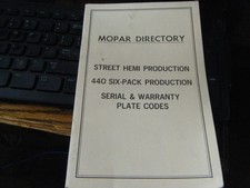 Mopar Directory Book 440 Six-pack Production Street Hemi Production 