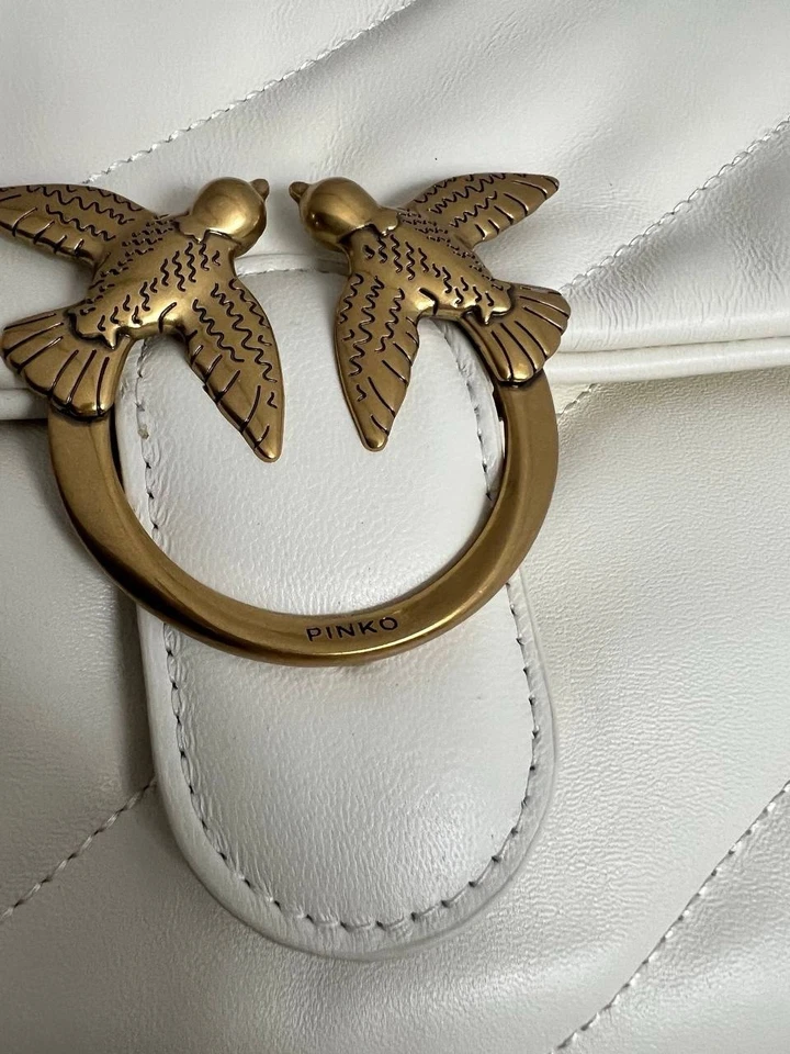 OUTLET PINKO Love Puff Classic Medium Size Crossbody Shoulder Bag Ivory White  - Image 4 of 4