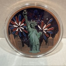 2025 5oz .999 COPPER COLORIZED 3D STATUE OF LIBERTY INDEPENDENCE DAY