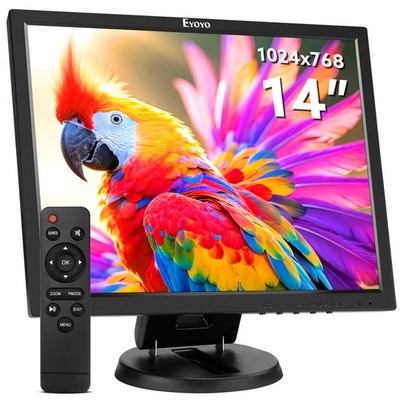 14'' 1024x768 LCD TFT HDMI Monitor VGA BNC AV USB Input Gaming Display For PC DVD