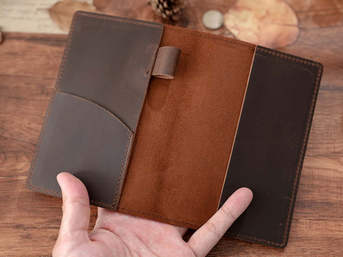 notebook book cover jacket slipcase note Holder cow Leather case bag brown A286 - 第 11/11 張圖片