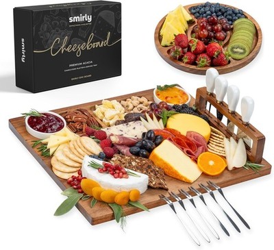 Charcuterie Boards Set - Large Acacia Cheese Board set - House Gifts New Home