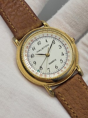 Super Rare [WORKS]  Vintage 35mm Halston Men s Quartz Watch Japan Movement 