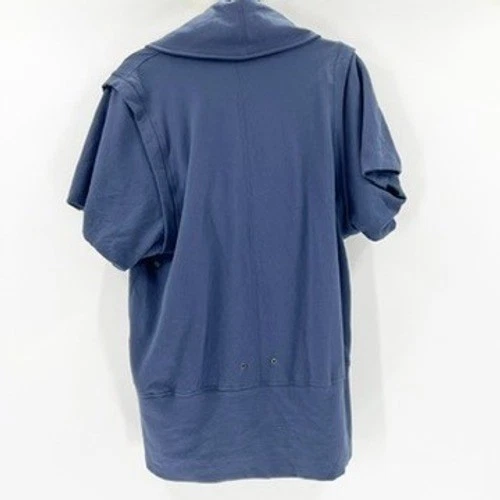 Mike & Chris 蓝色披肩领短袖领带前开衫毛衣 M — 第 2/4 张图片