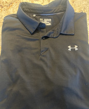 Under Armour Polo Shirt Men 2XL Dk Grey Solid Short Sleeve Heatgear Golf Loose
