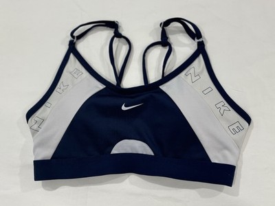 Nike womens Dri Fit Indy Sports Bra sz S gym training Swoosh Blue padded Light