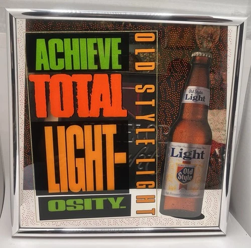 Vintage Heileman Old Style Beer Sign Mirror 80s 90s Total Lightosity