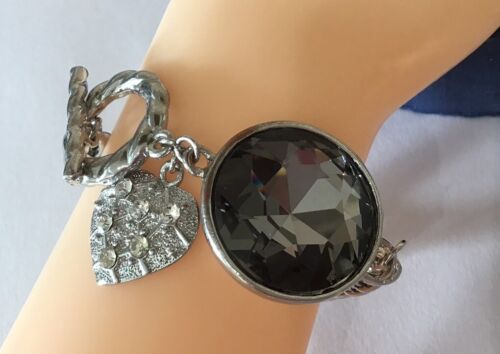 Ladies Costume Fashion Bracelet Silver Tone And Glass - Picture 1 of 3