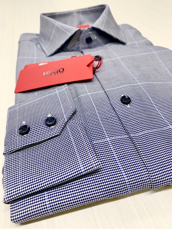 HUGO BOSS “C-GORDON” WINDOWPANE PLAID SHIRT SIZE 15 3/4 — *CLEARANCE*