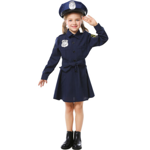  Polizeiuniform Für Mädchen Polizeikostüm Kinder Cop Karrierekostüme Junge - Afbeelding 1 van 16