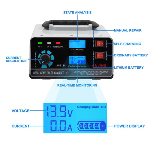 400W 12V/24V Heavy Duty Smart Car Battery Charger Automatic Pulse Repair Trickle - Picture 9 of 11