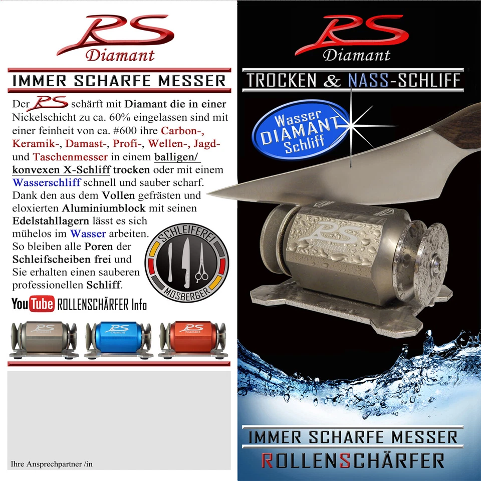 Messerschärfer ROLLENSCHÄRFER Diamant Wetzstahl Edelstahl Messer Profischärfer - Bild 3 von 4