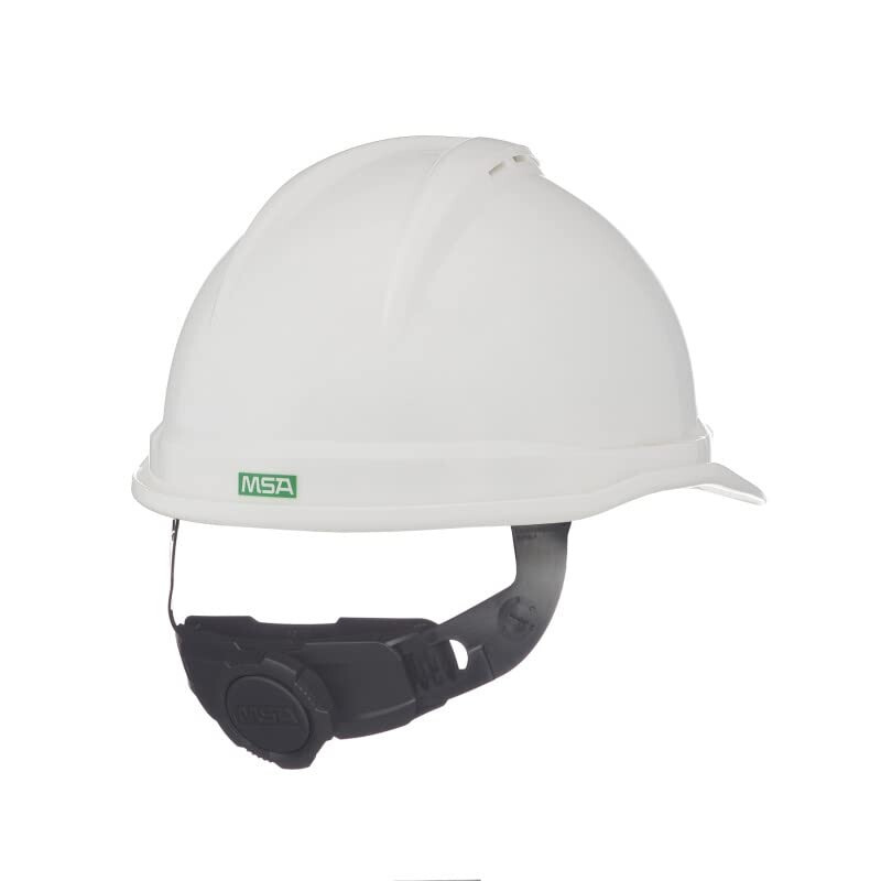 MSA WHITE V Gard ANSI OSHA Construction HARD HAT VENTED 6 PT Ratchet Suspension