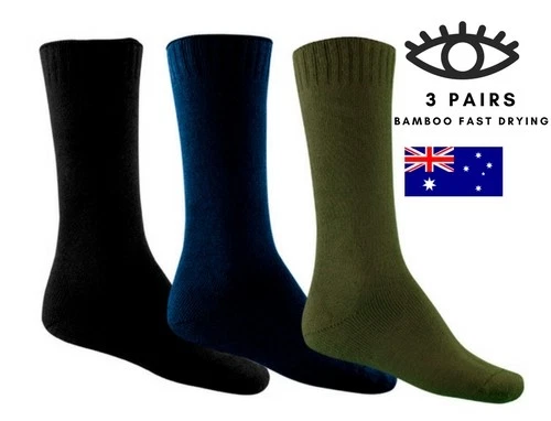 Bamboo Work Socks 3 Pairs Unisex Fast Drying Extra Thick for Work or Hiking